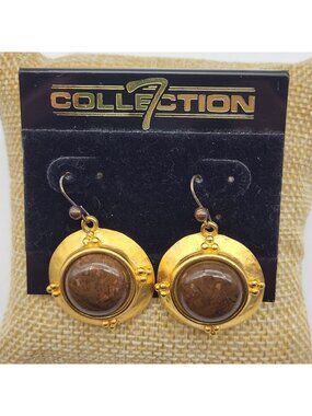 Fab Retro 80's Enamel Matte Shield Earrings Pierced Dangle Festival Goddess Toga